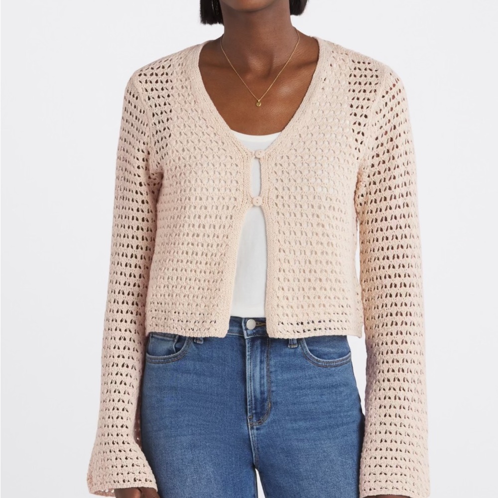 NWT Love Ellie Lanora Long Sleeve Crochet Cardigan - M